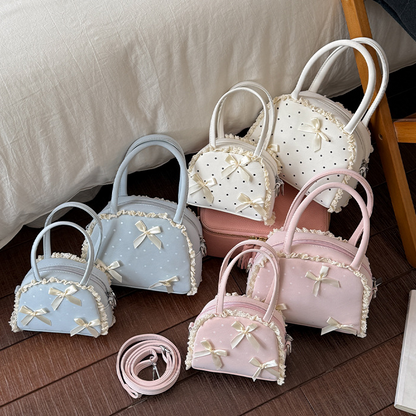 3color/リボンアクセントドッド柄ミニショルダーバッグ/cm0263