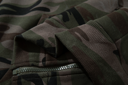 アルファベットパッチワークカモ柄ジップアップパーカー/cm0055