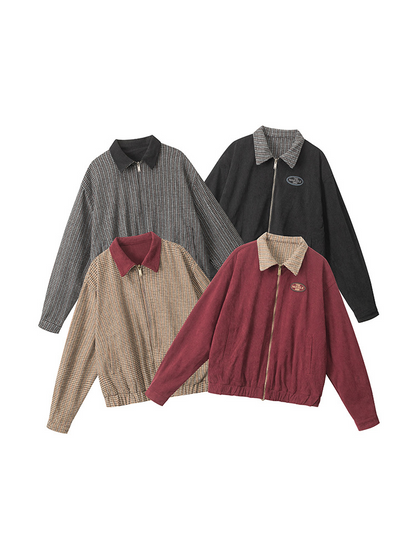 リバーシブル/コントラスト チェック柄 ヴィンテージジャケット/2color/cm0060