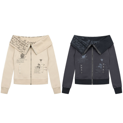 ジップアッププリントスウェット/2color/cm0089