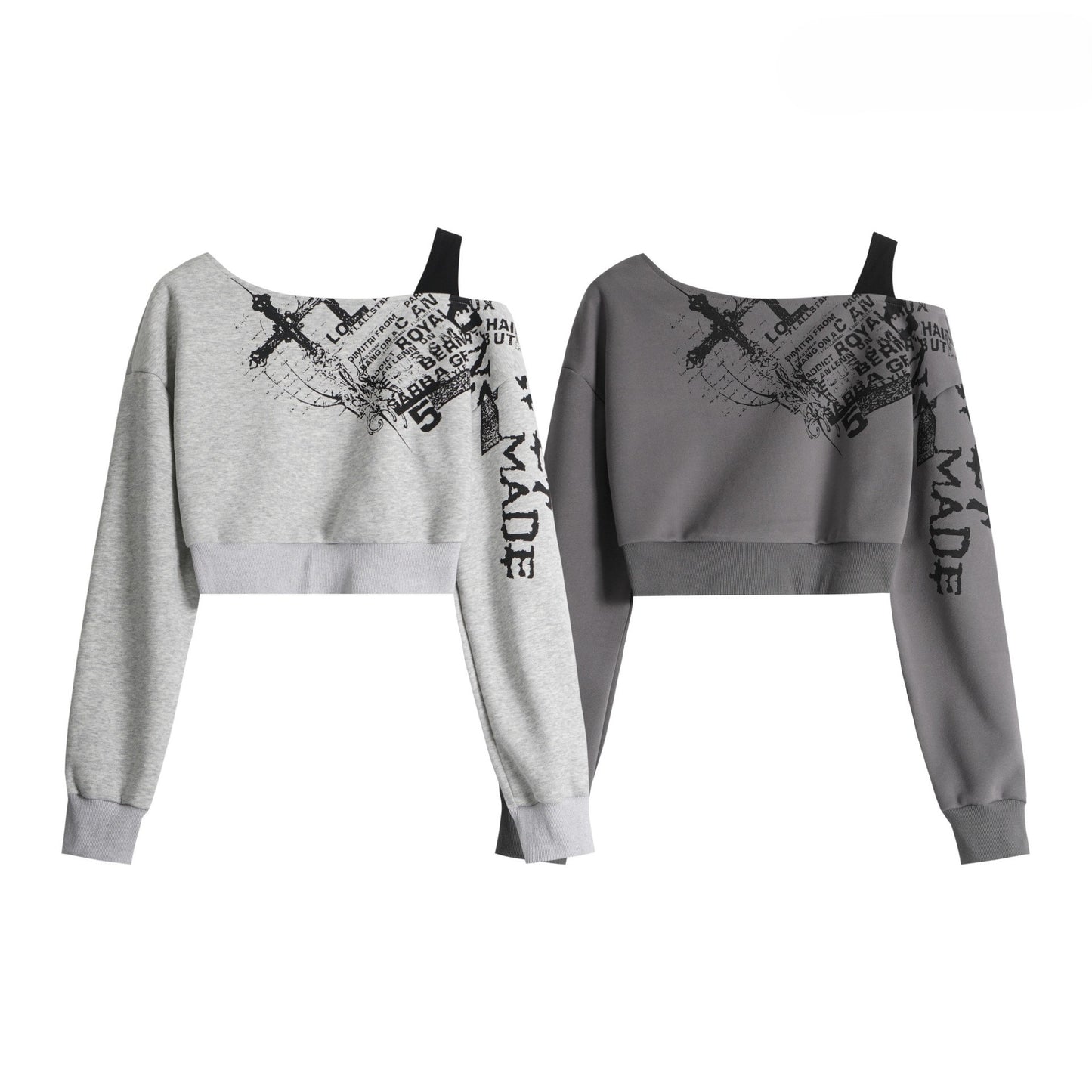 オフショルダープリントデザインスウェット/cm0025