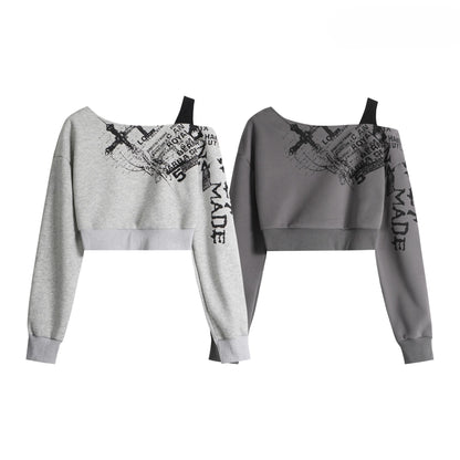 オフショルダープリントデザインスウェット/cm0025