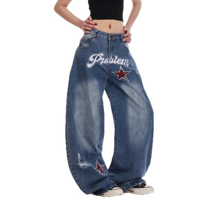 アルファベットスタープリントデニムパンツ/cm0111