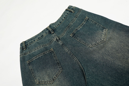 スターデザインワイドデニムパンツ/2color/cm0007