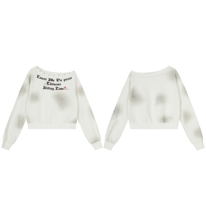 スタッズ付きグランジオフショルダースウェットcm0024