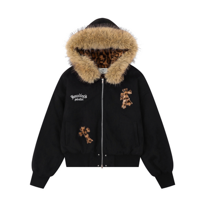 クロスデザインフェイクファーフードジャケットcm0004