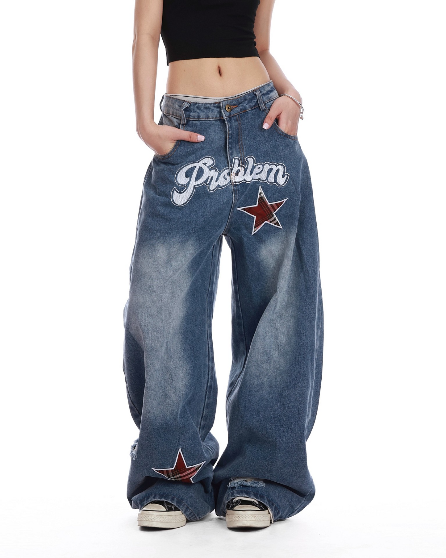 アルファベットスタープリントデニムパンツ/cm0111