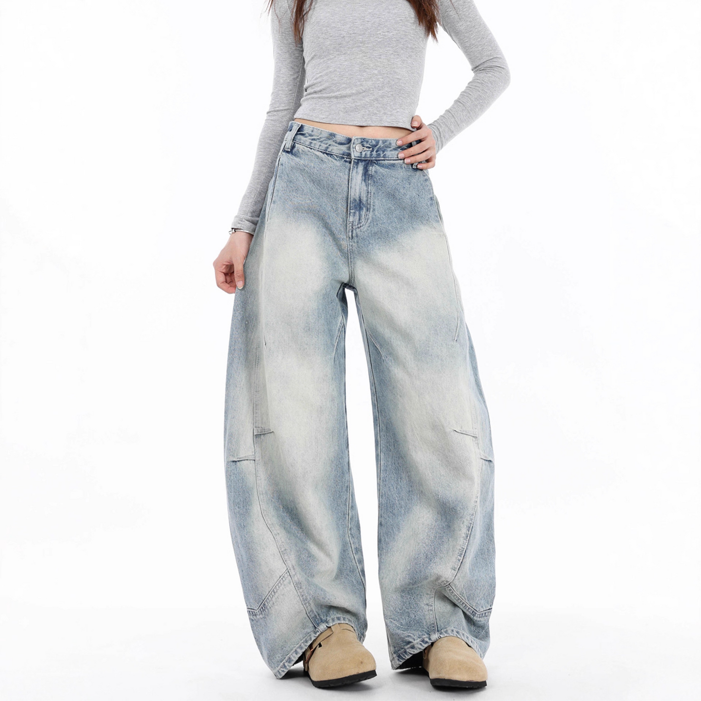 ウォッシュドワイドレッグデニムパンツ/cm0115