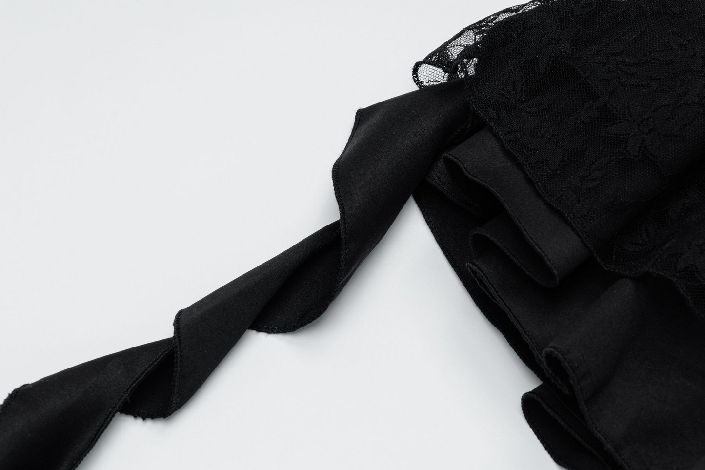 レースディテールクロスデザインリボンミニスカート/cm0107