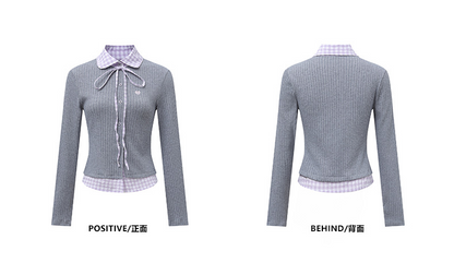 フェイクレイヤードシャツ/長袖ボタンカーディガン/2color/cm0028