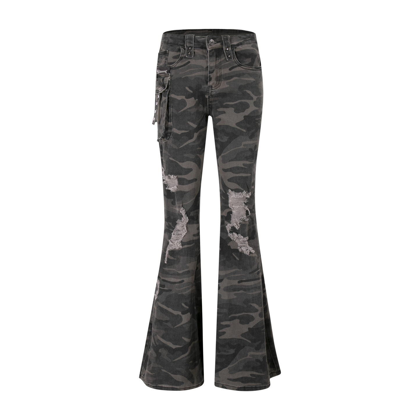 カモフラ柄ダメージデニムパンツ/cm0094