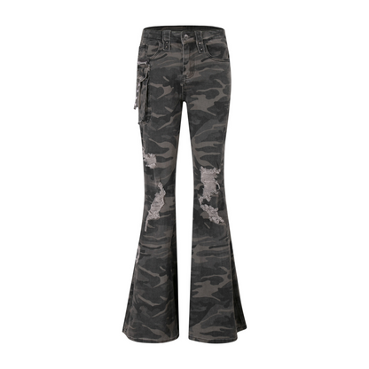 カモフラ柄ダメージデニムパンツ/cm0094