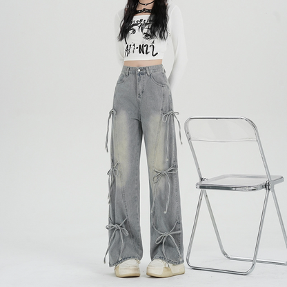 バレエコアリボンデザインデニムパンツ/cm0119