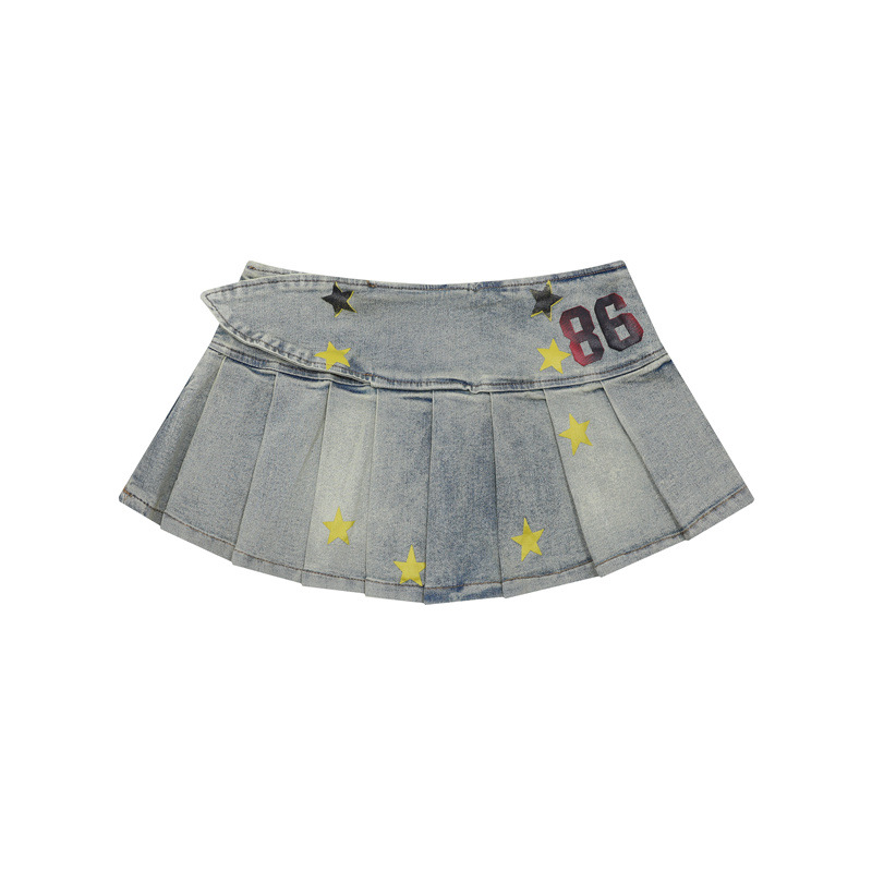 スタープリントデニムミニスカート/3color/cm0011