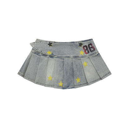 スタープリントデニムミニスカート/3color/cm0011