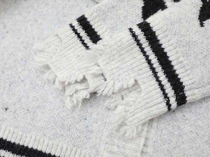 クロスデザインダメージ加工ニットカーディガン/2color/cm0084