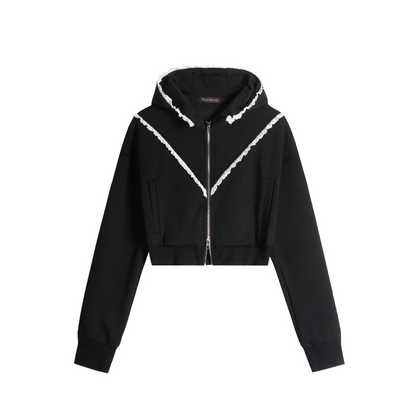 レースラインフード付きジップアップパーカー/2color/cm0133