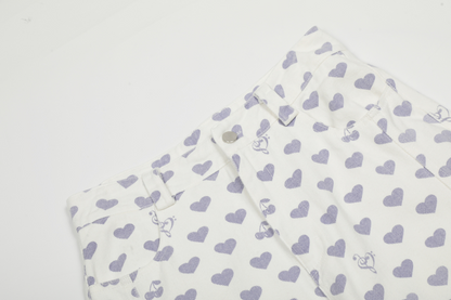 ハート柄刺繍ディテールパンツcm0008