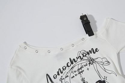 オフショルダーベルトデザイントップス/2color/cm0157