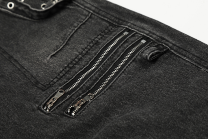 ジップディテールマルチポケットデニムカーゴパンツ/2color/cm0130