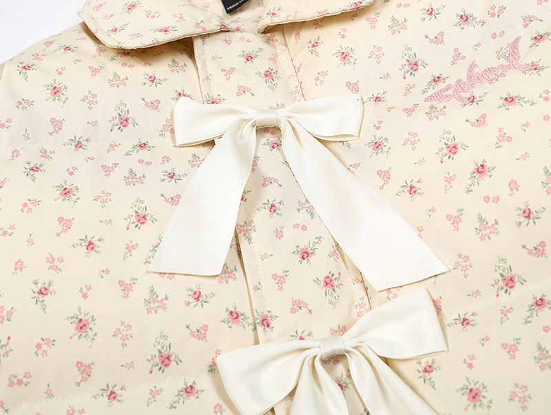 リボンデザインフラワー柄パファージャケット/2color/cm0070