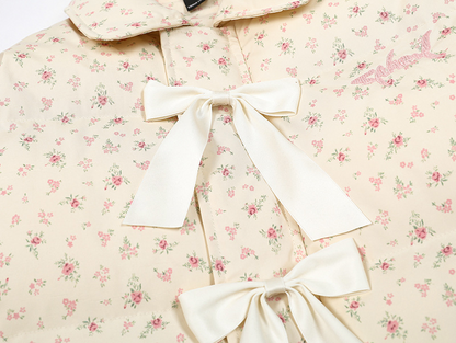 リボンデザインフラワー柄パファージャケット/2color/cm0070