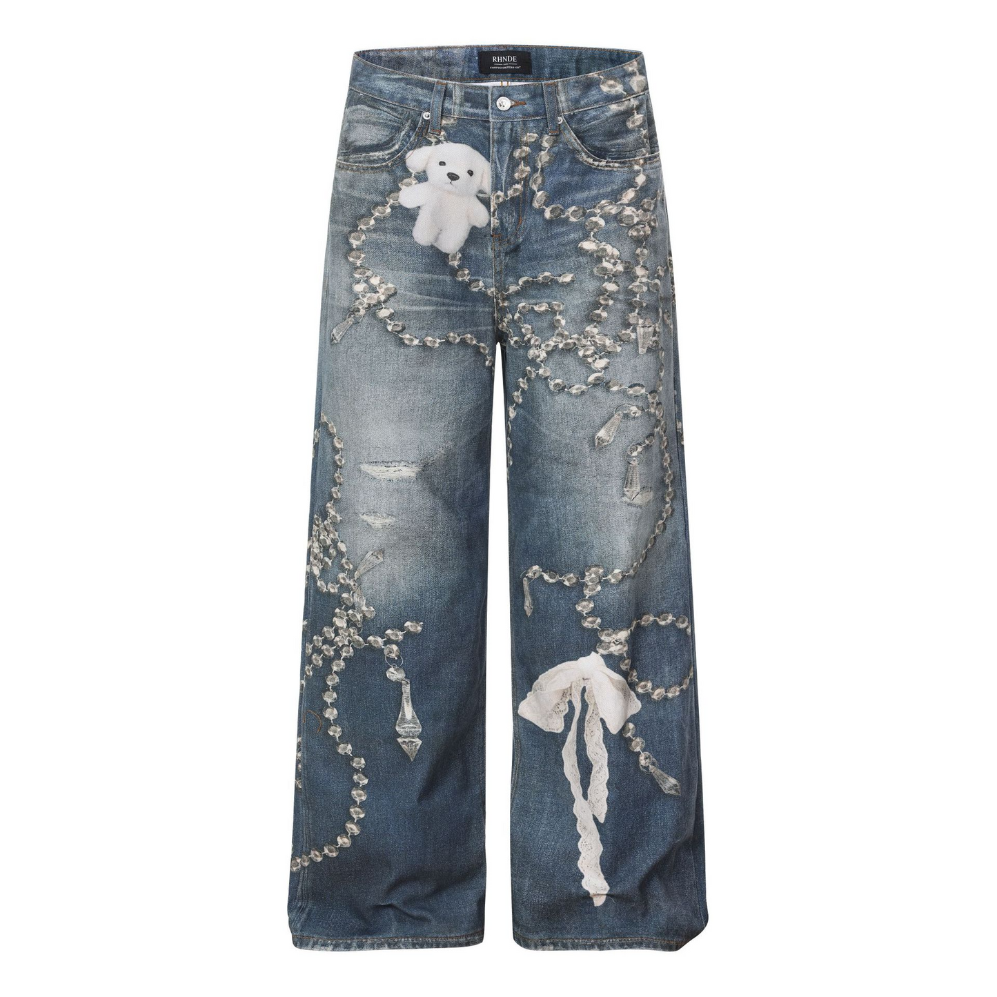 アクセサリープリントデニムパンツ/cm0248