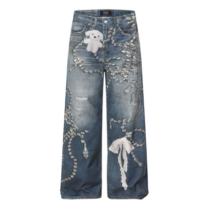 アクセサリープリントデニムパンツ/cm0248