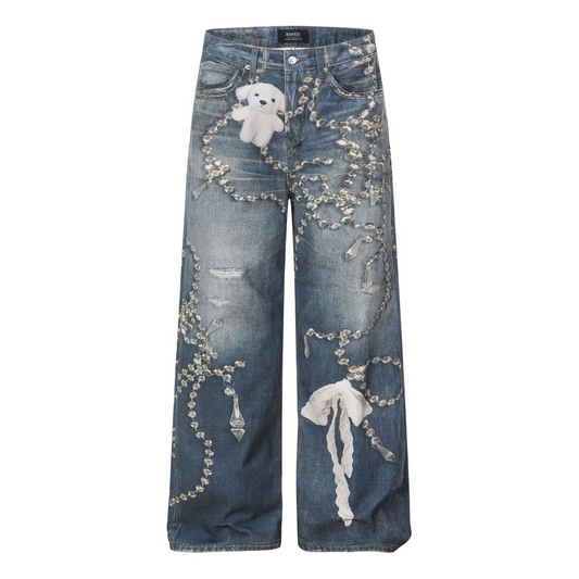 アクセサリープリントデニムパンツ/cm0248