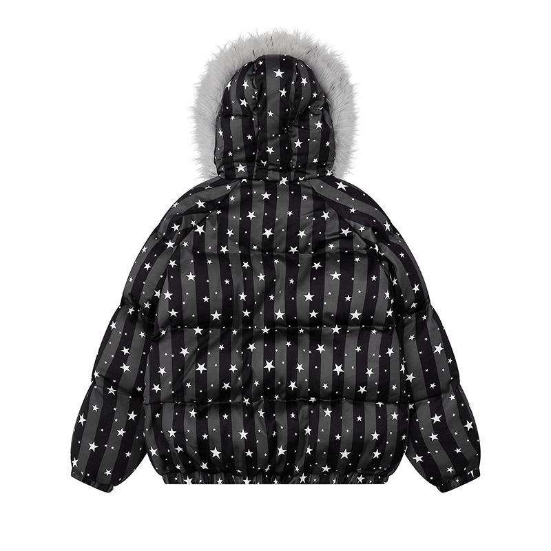 スター柄ファー付きフードパファージャケット/2color/cm0021