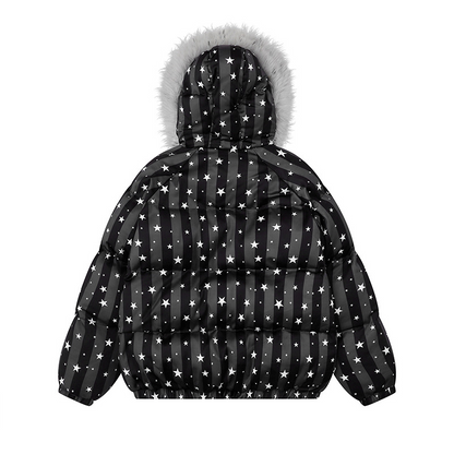 スター柄ファー付きフードパファージャケット/2color/cm0021