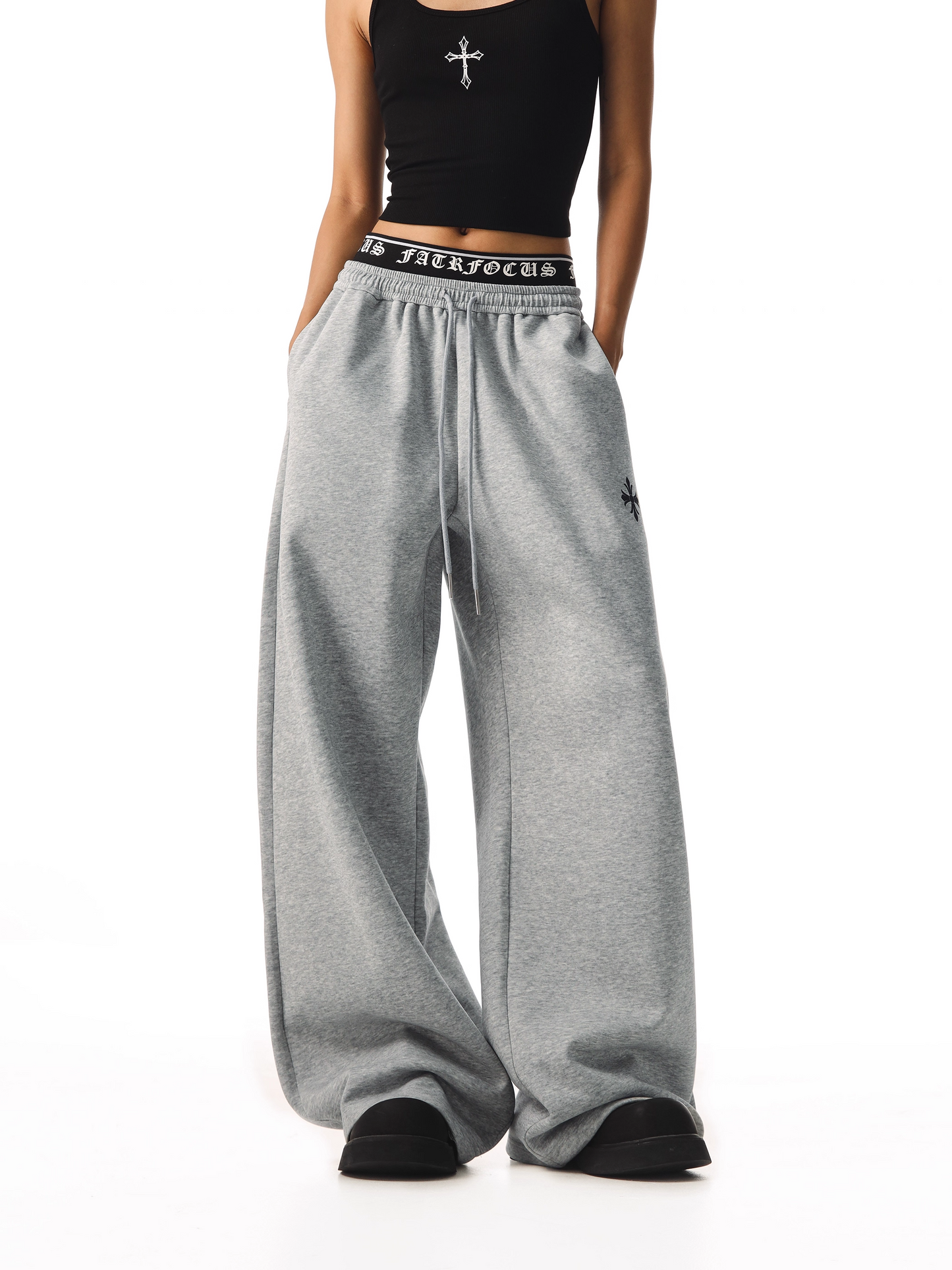 クロスデザインアルファベットスウェットパンツ/cm0092