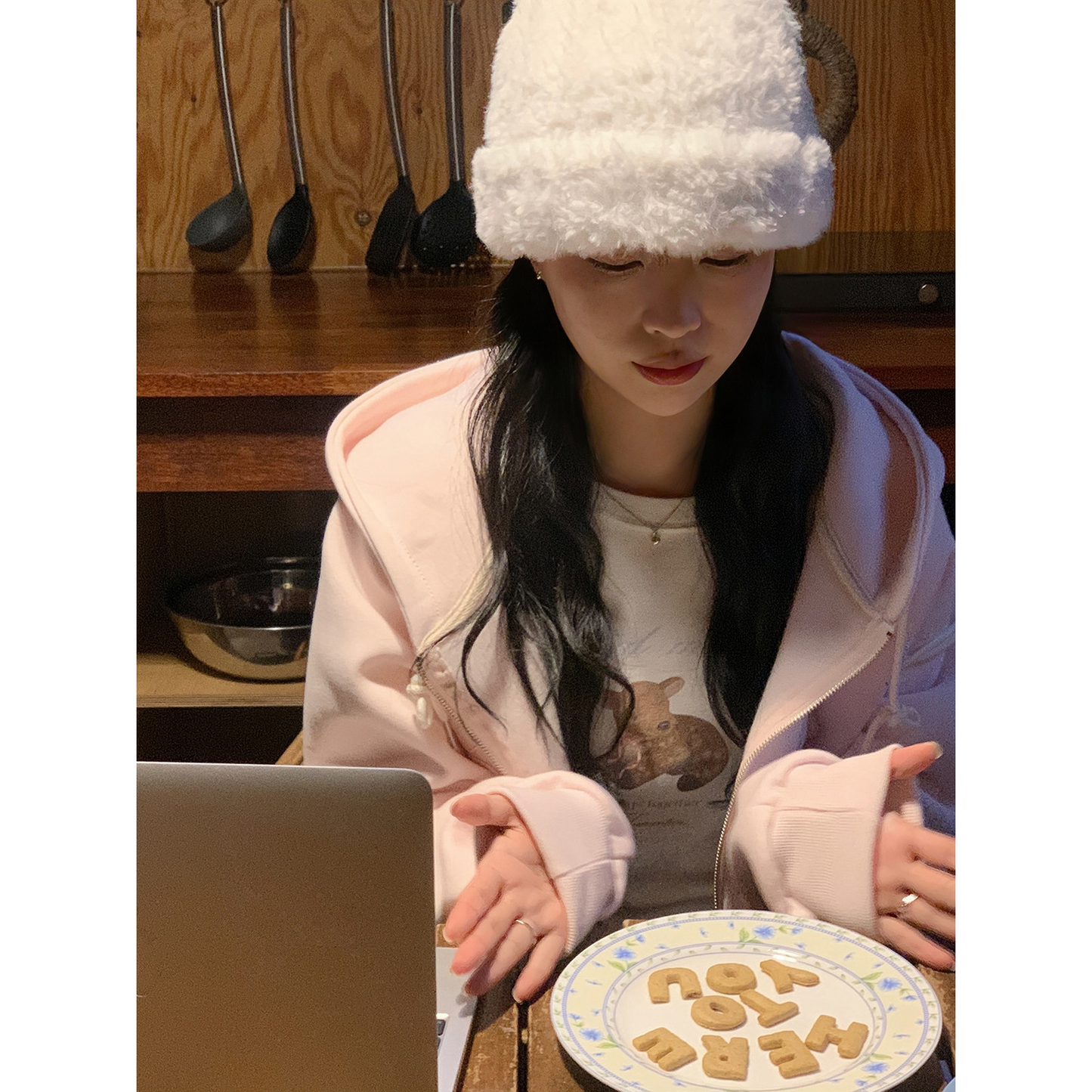 Cute小鹿プリントロングTシャツ/cm0229