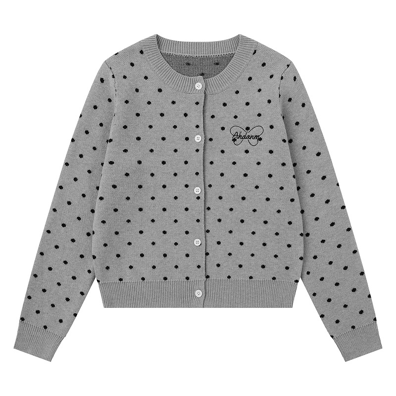 ドット柄ワンポイントデザインカーディガン/2color/cm0086