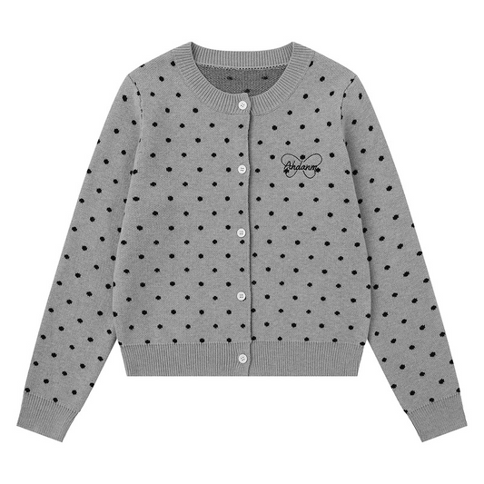 ドット柄ワンポイントデザインカーディガン/2color/cm0086