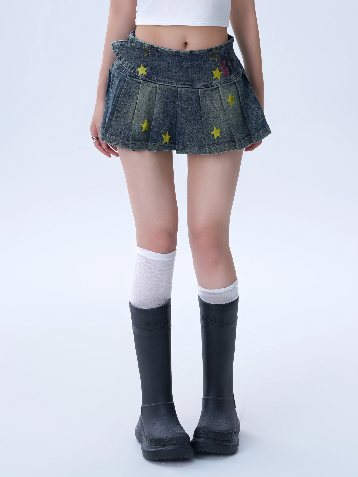 スタープリントデニムミニスカート/3color/cm0011