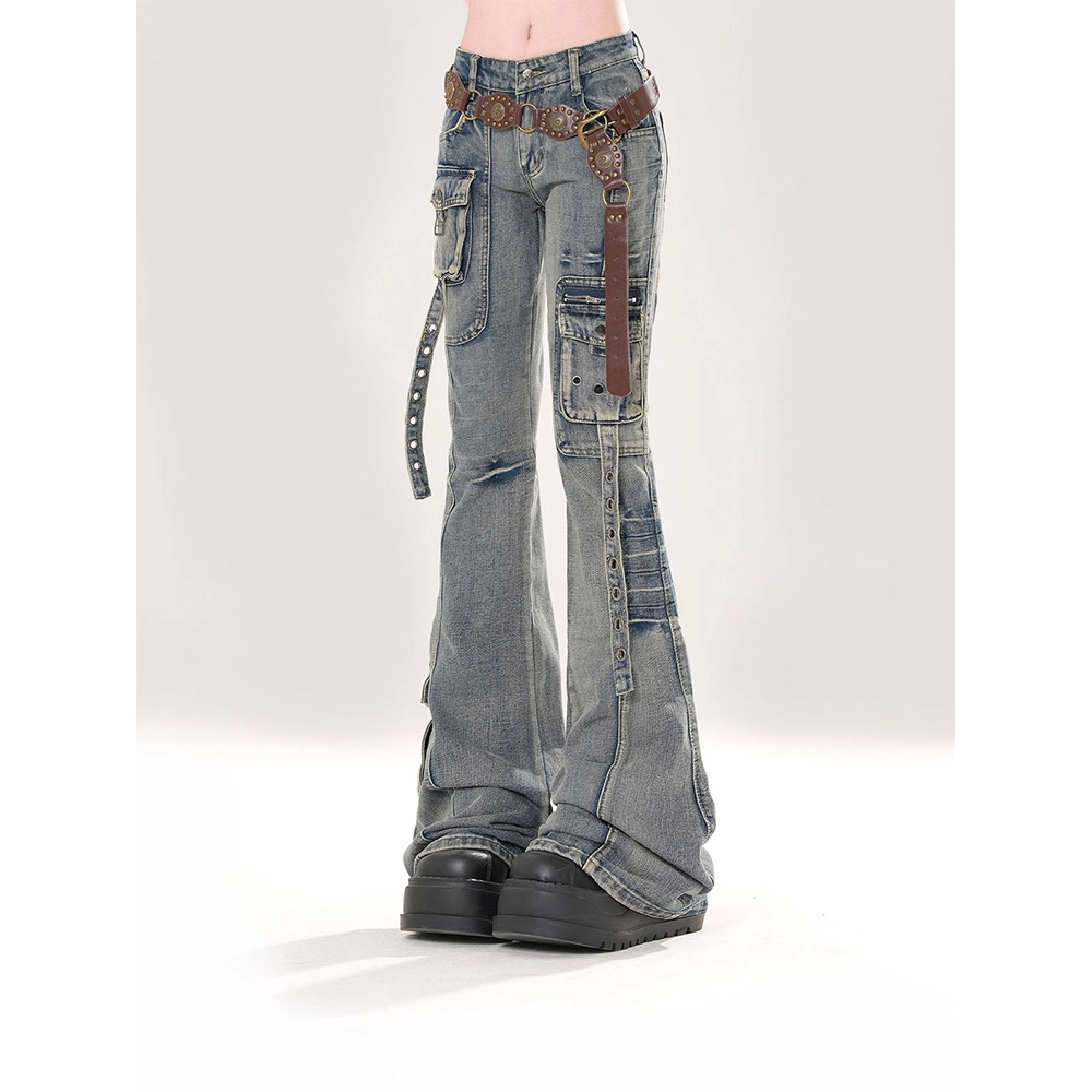 ベルトデザインカーゴデニムパンツ/2color/cm0090