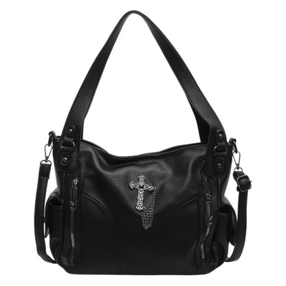 クロスアクセサリー付きジップデザイン2wayショルダーバッグ/3color/cm0114