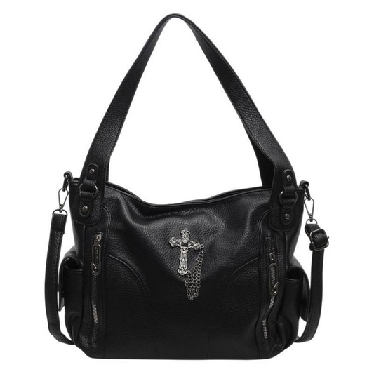 クロスアクセサリー付きジップデザイン2wayショルダーバッグ/3color/cm0114