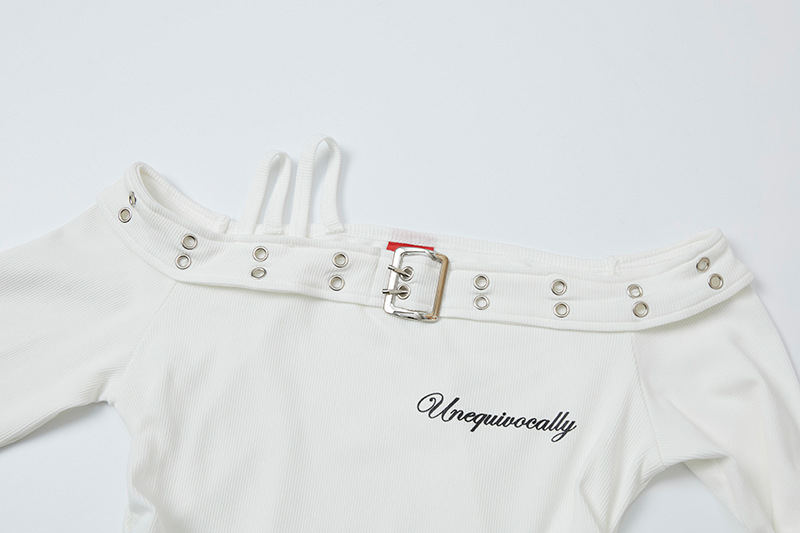 2color/ベルトデザインオフショルダートップス/cm0245