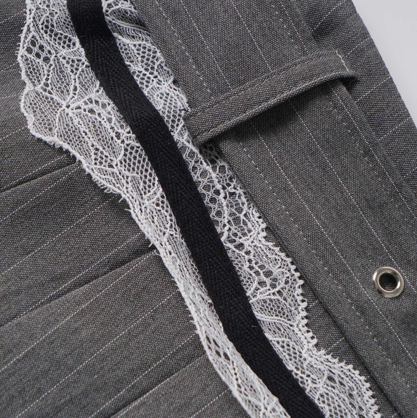 ベルトデザインレースディテールステッチワンポイントロゴミニスカート/cm0121