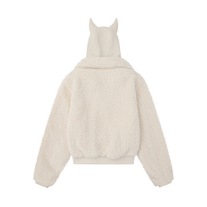 ツノ耳フードワンポイントロゴボアジャケット/2color/cm0074