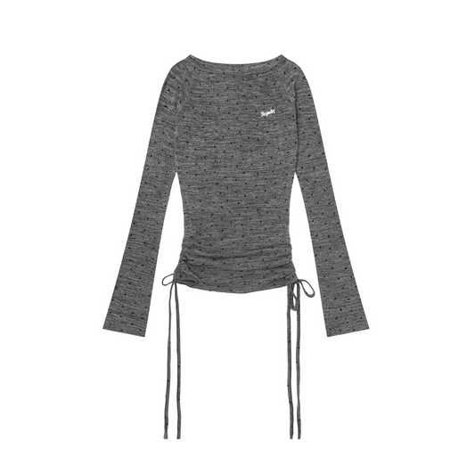 2color/ドローストリングドット長袖トップス/cm0187