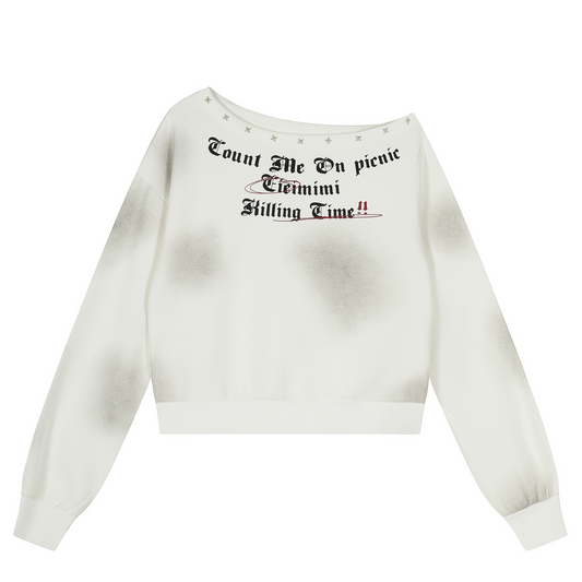 スタッズ付きグランジオフショルダースウェットcm0024