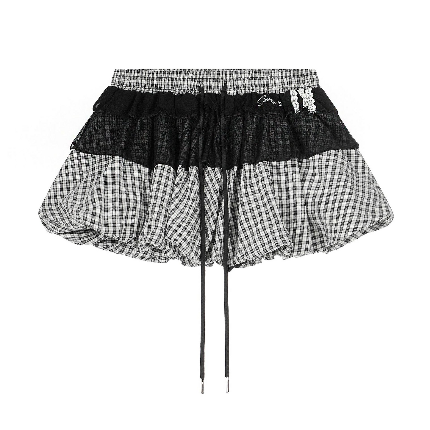 シースルーディテールバブルヘムミニスカート/2color/cm0108