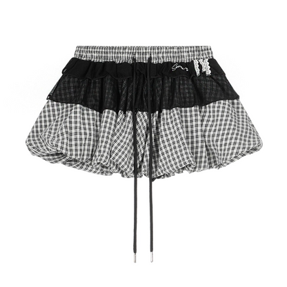 シースルーディテールバブルヘムミニスカート/2color/cm0108