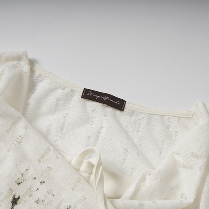 ヴィンテージデザインメッシュダメージ加工長袖トップス/2color/cm0059