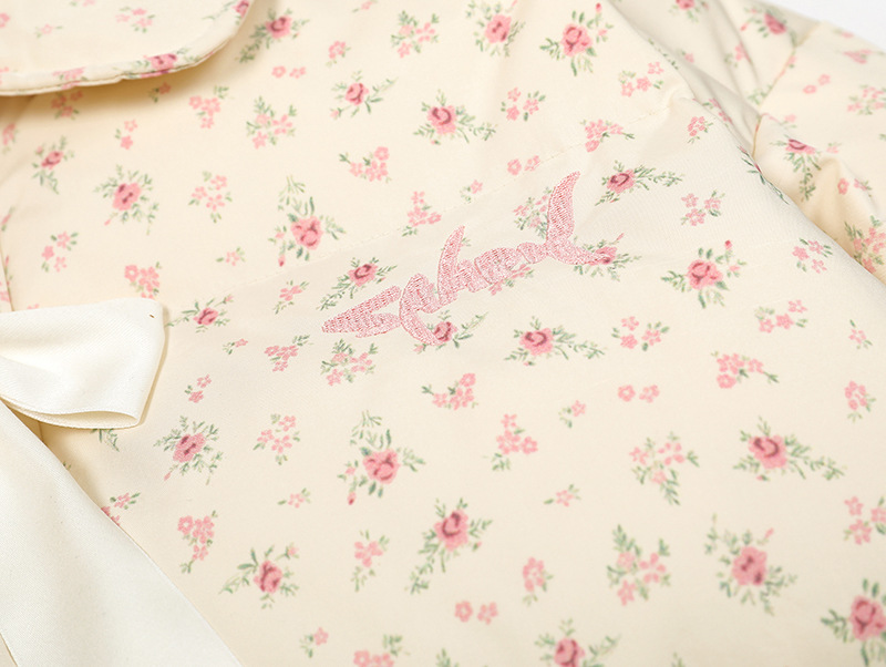 リボンデザインフラワー柄パファージャケット/2color/cm0070