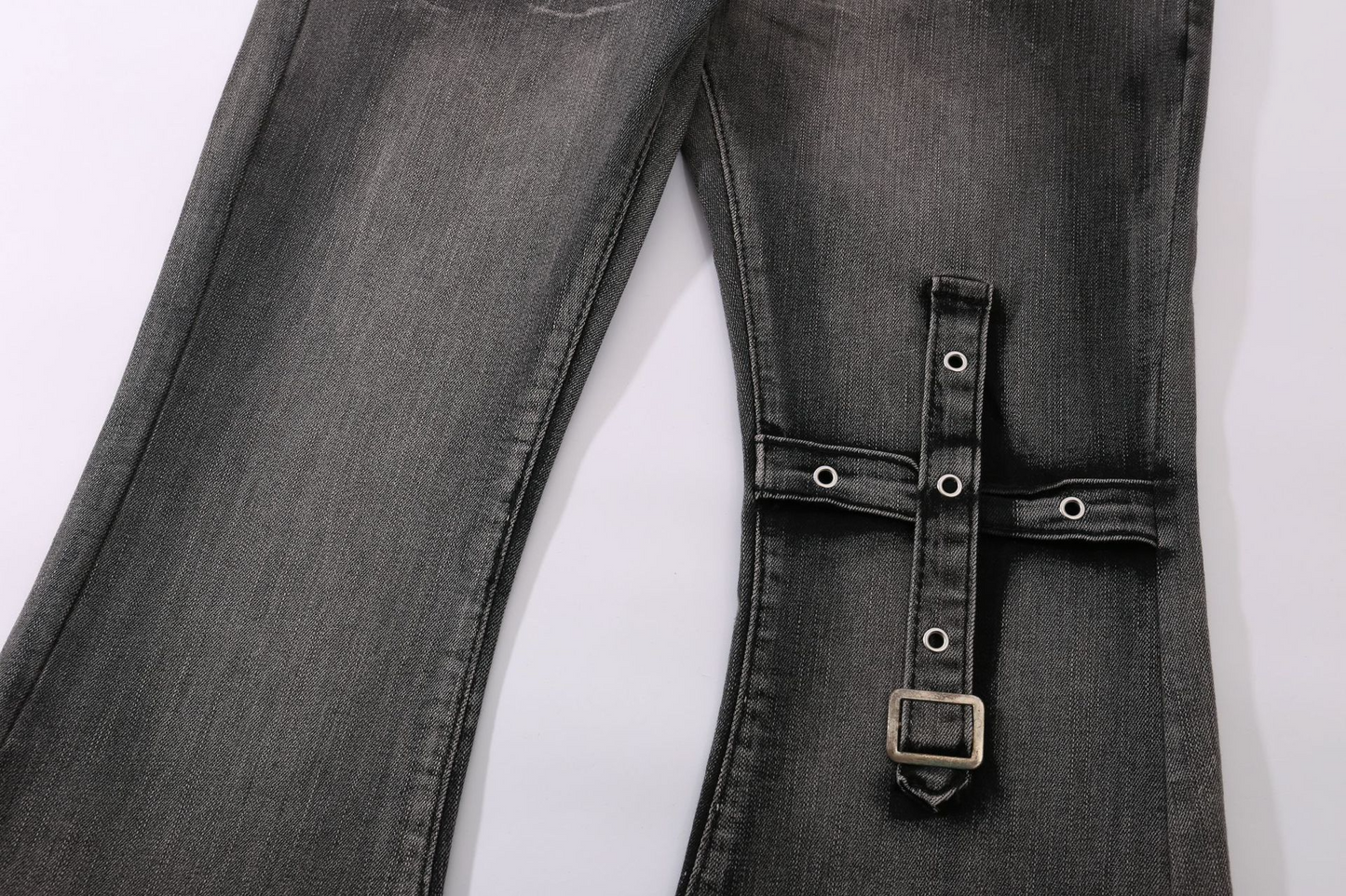 ベルトディテールフレアデニムパンツ/cm0097