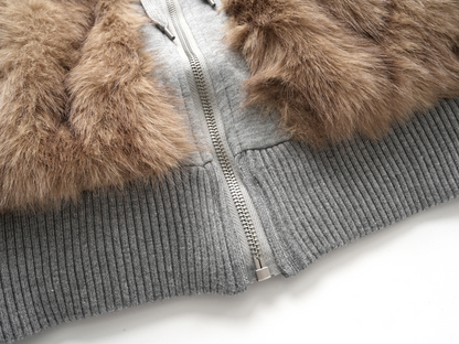 ファー切り替えスウェットパーカー/2color/cm0023